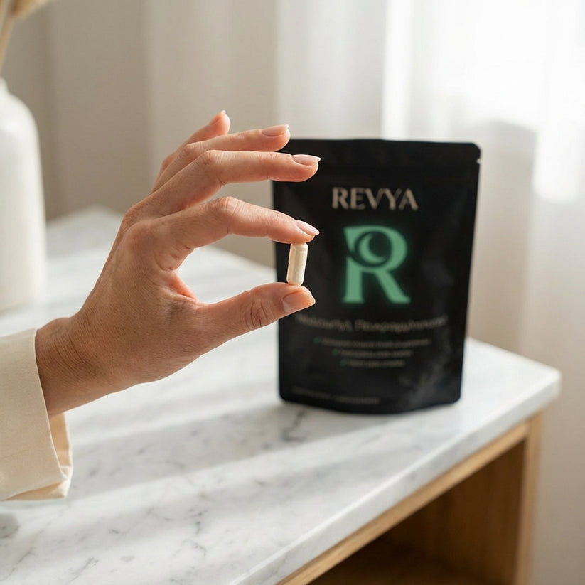 Revya Night Restore op een nachtkastje